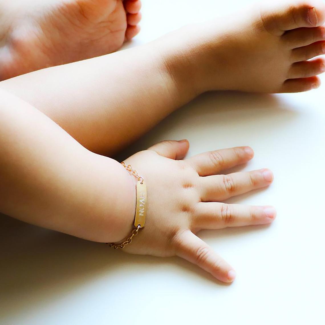 14K Solid Gold Personalized Name Baby Bracelet-VIRABYANI